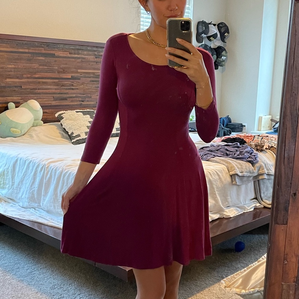Maroon Jersey Dress - Small
